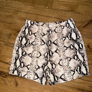 White Fox Snake Print Biker Shorts